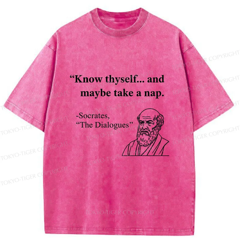 Tokyo-Tiger Socrates' Philosophy Funny Washed T-Shirt