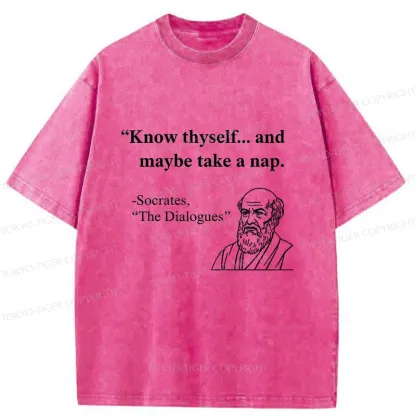 Tokyo-Tiger Socrates' Philosophy Funny Washed T-Shirt