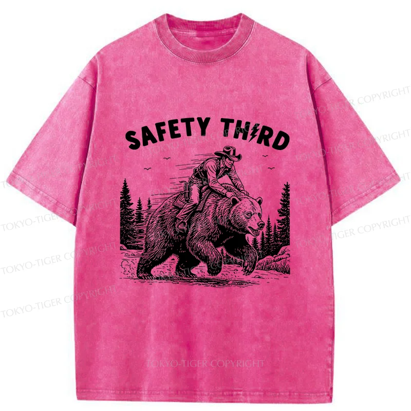 Tokyo-Tiger Human Riding A Bear Washed T-Shirt