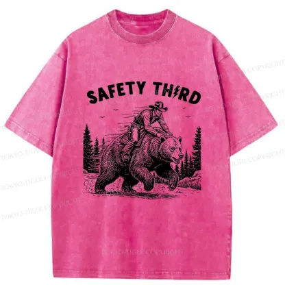 Tokyo-Tiger Human Riding A Bear Washed T-Shirt