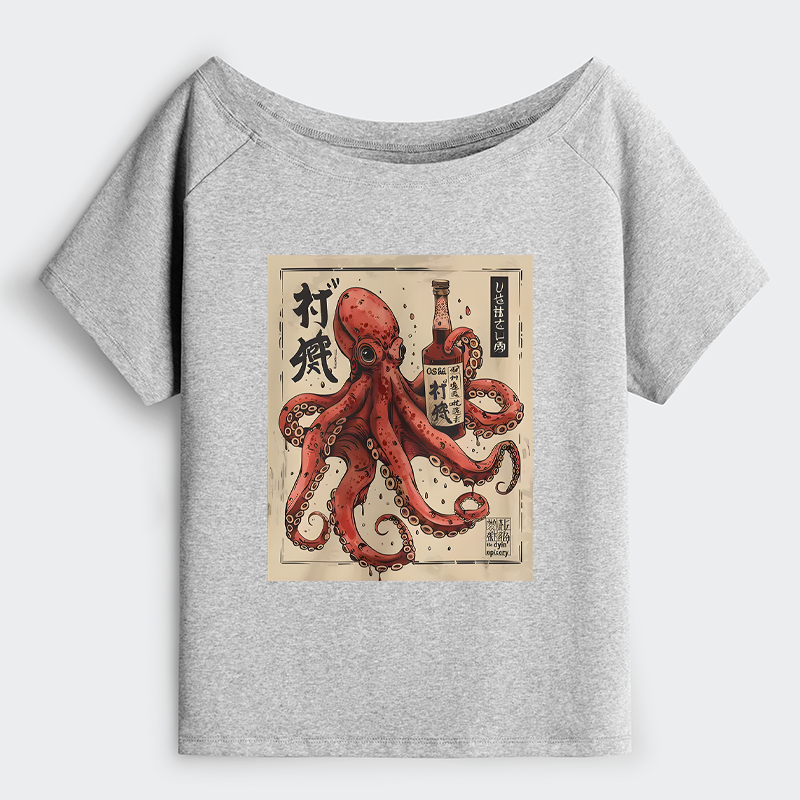 Tokyo-Tiger Osaka Saké Octopus Off Shoulder T-Shirt