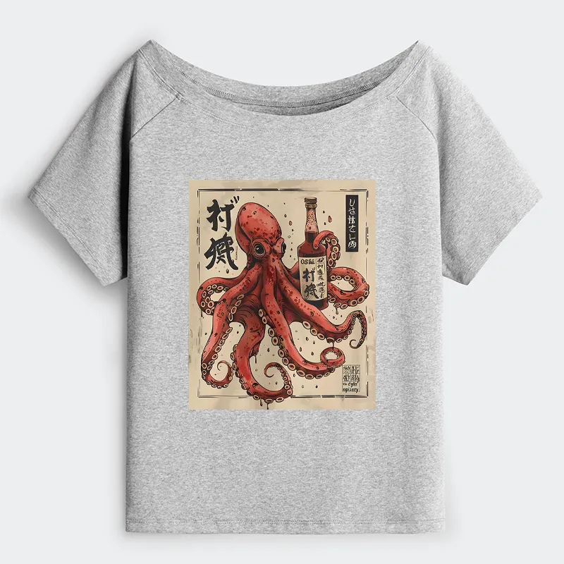 Tokyo-Tiger Osaka Saké Octopus Off Shoulder T-Shirt
