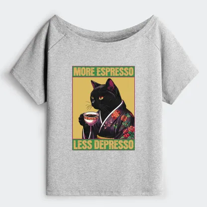 Tokyo-Tiger Up Caffeine Down Depression Off Shoulder T-Shirt