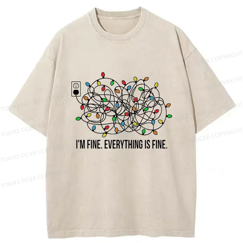 Tokyo-Tiger Light String Funny Washed T-Shirt