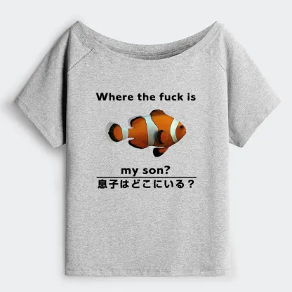 Tokyo-Tiger Fish Looking For Son Off Shoulder T-Shirt