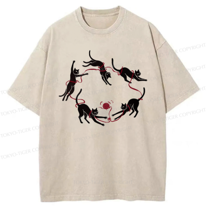 Tokyo-Tiger A Kitten Playing With Yarn Washed T-Shirt