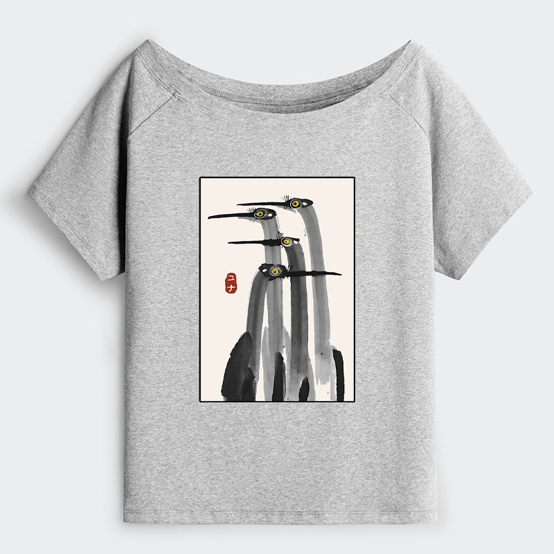 Tokyo-Tiger Japanese Crane Poster Off Shoulder T-Shirt