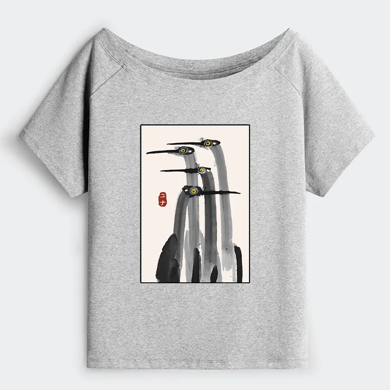 Tokyo-Tiger Japanese Crane Poster Off Shoulder T-Shirt
