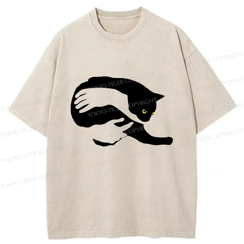 Tokyo-Tiger Holding A Cat Washed T-Shirt