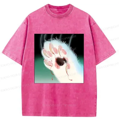 Tokyo-Tiger Ukiyoe Cat Paw Washed T-Shirt