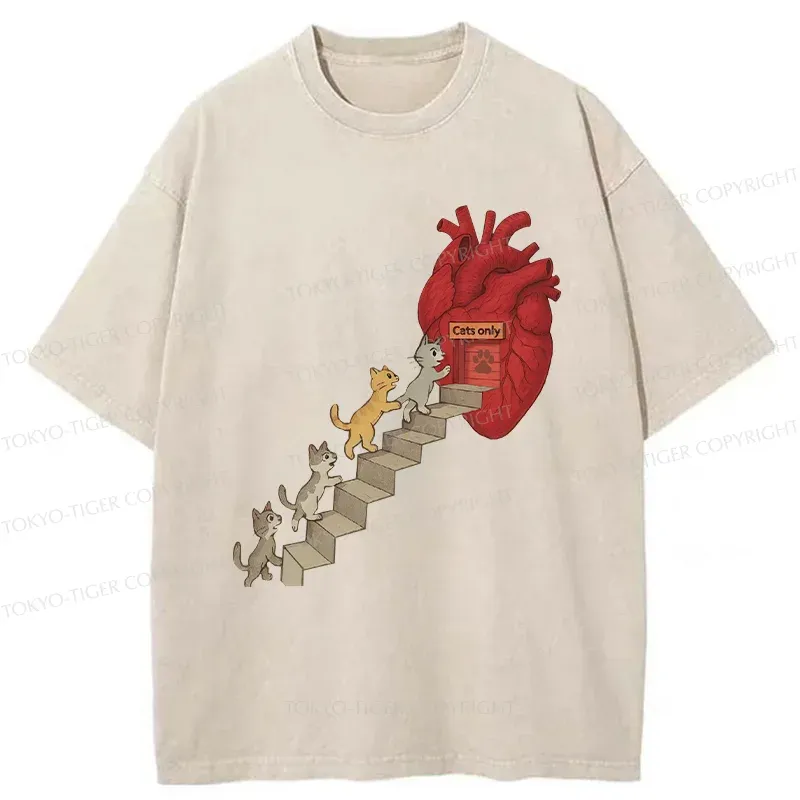 Tokyo-Tiger There's Only Cats In My Heart Washed T-Shirt
