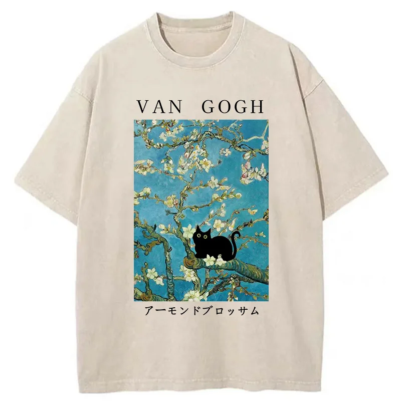 Tokyo-Tiger Van Gogh's Naughty Cat Washed T-Shirt