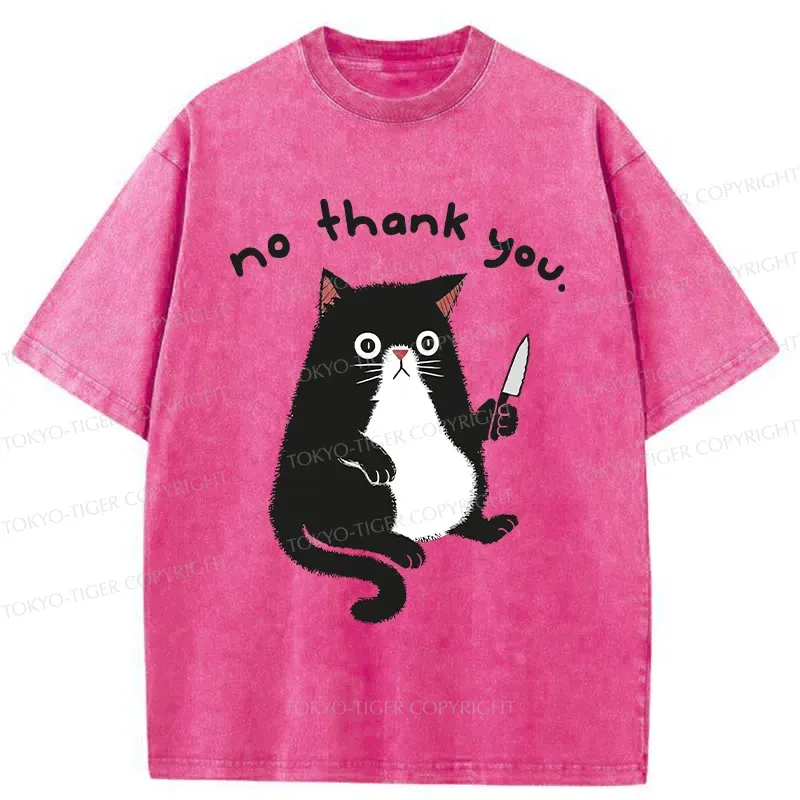Tokyo-Tiger Tuxedo Cat Holding A Knife Washed T-Shirt Sale