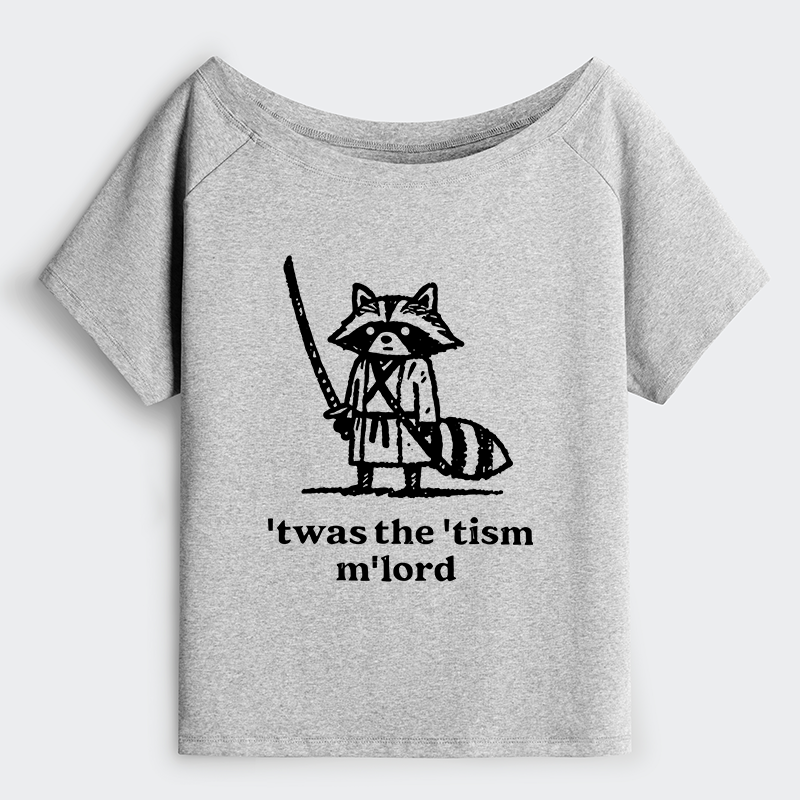 Tokyo-Tiger Focused Samurai Raccoon Off Shoulder T-Shirt