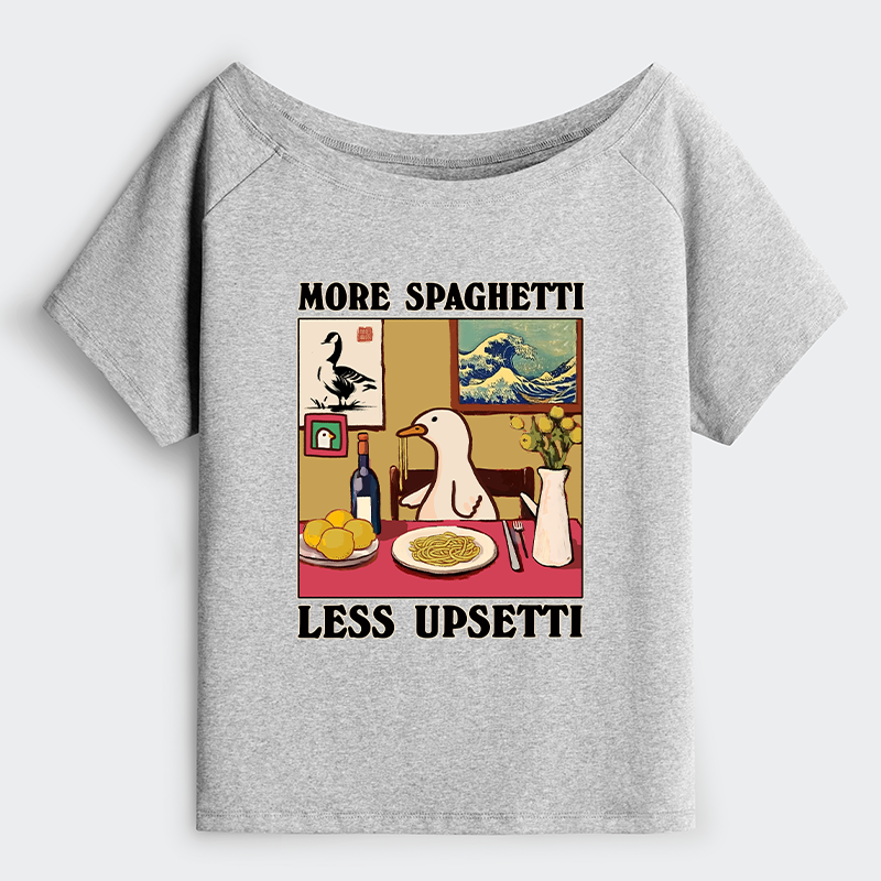 Tokyo-Tiger More Spaghetti Less Upsetti Goose Off Shoulder T-Shirt