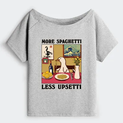 Tokyo-Tiger More Spaghetti Less Upsetti Goose Off Shoulder T-Shirt
