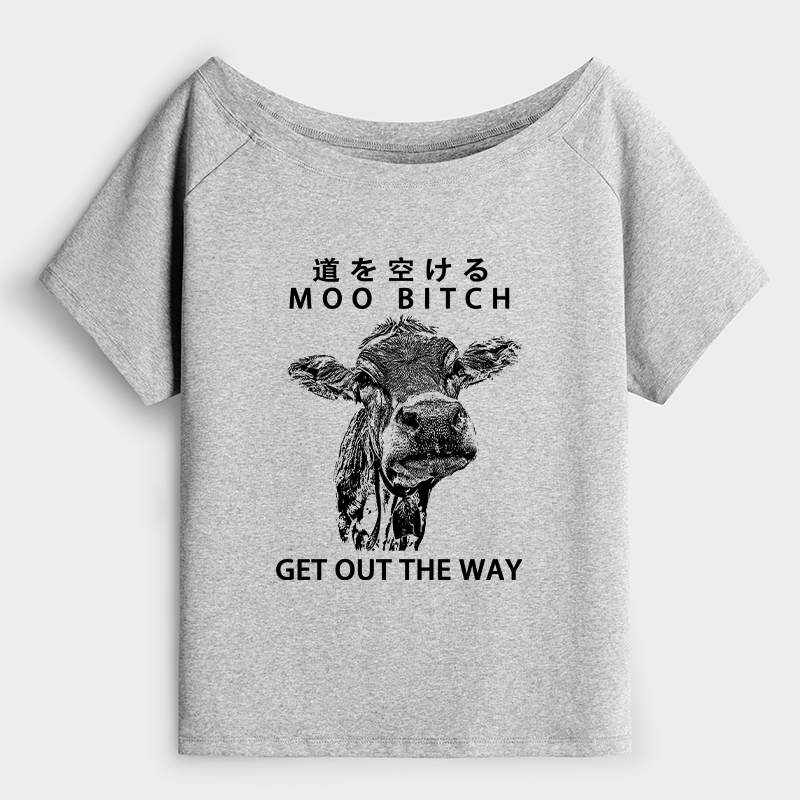 Tokyo-Tiger Funny Cow Off Shoulder T-Shirt