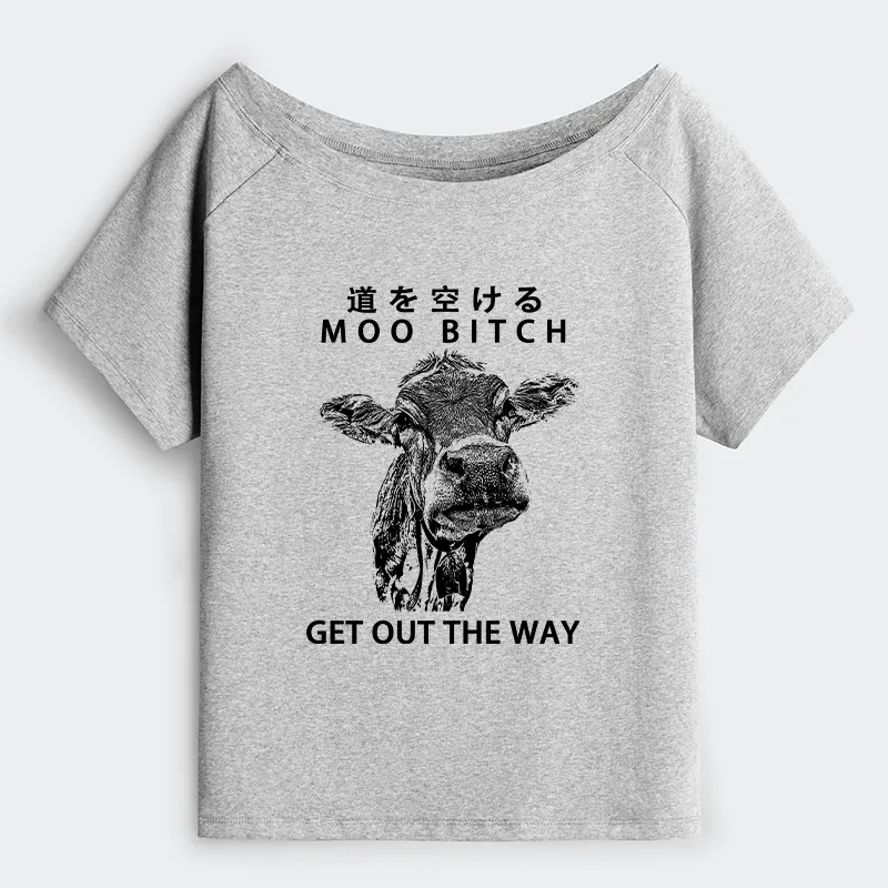 Tokyo-Tiger Funny Cow Off Shoulder T-Shirt