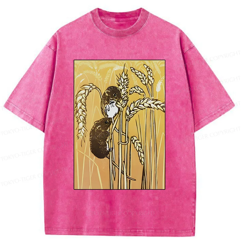 Tokyo-Tiger Rats Steal Rice Washed T-Shirt