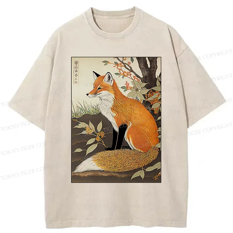 Tokyo-Tiger Ukiyo-e Fox Washed T-Shirt