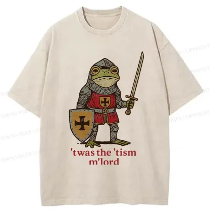 Tokyo-Tiger Frog Knight Funny Washed T-Shirt