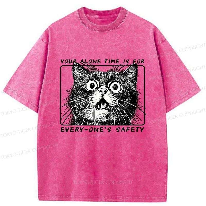 Tokyo-Tiger Cat Alone Meme Washed T-Shirt