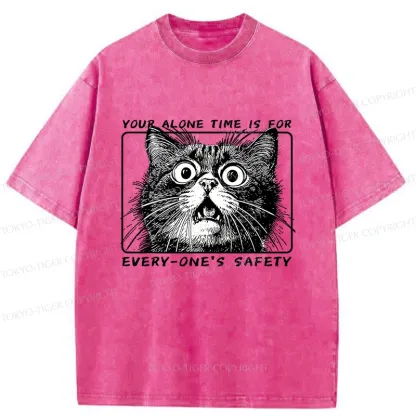 Tokyo-Tiger Cat Alone Meme Washed T-Shirt