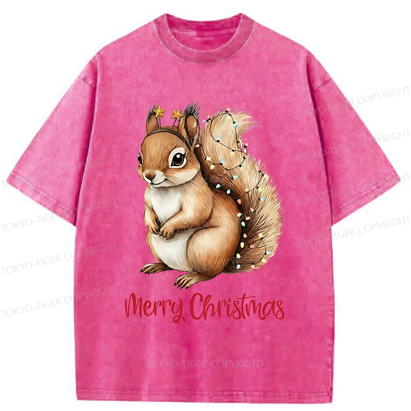Tokyo-Tiger Christmas Squirrel Washed T-Shirt
