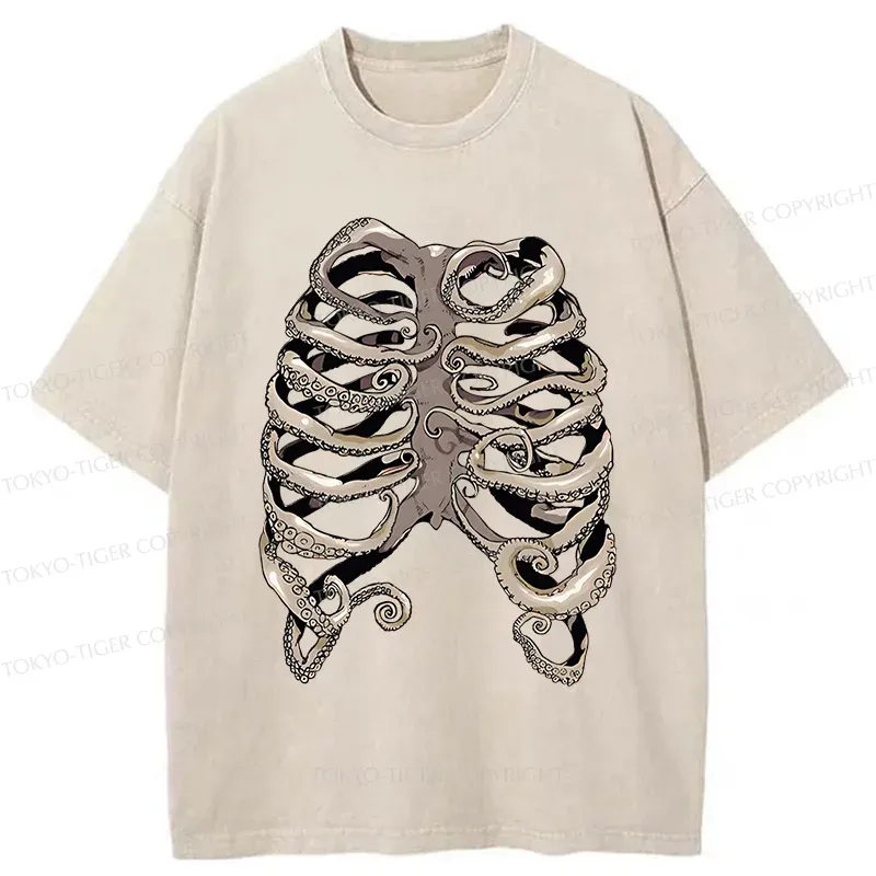 Tokyo-Tiger Octopus Skeleton Washed T-Shirt