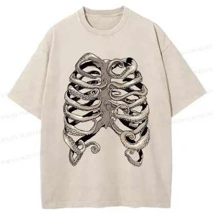 Tokyo-Tiger Octopus Skeleton Washed T-Shirt