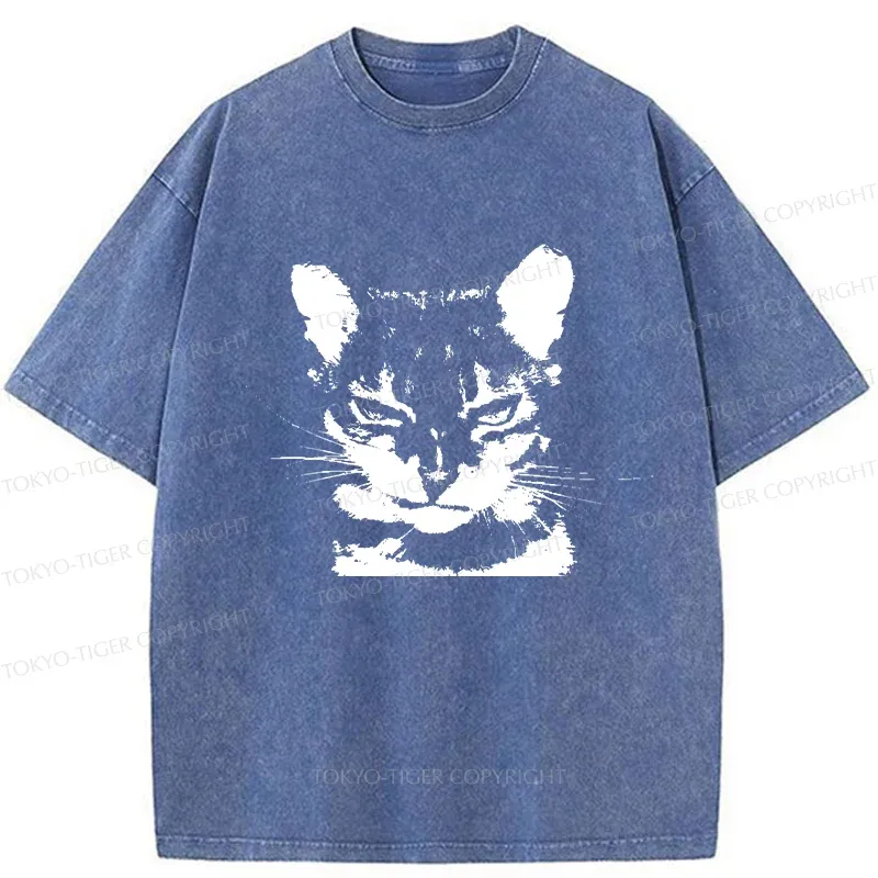 Tokyo-Tiger Smirking Cat Washed T-Shirt