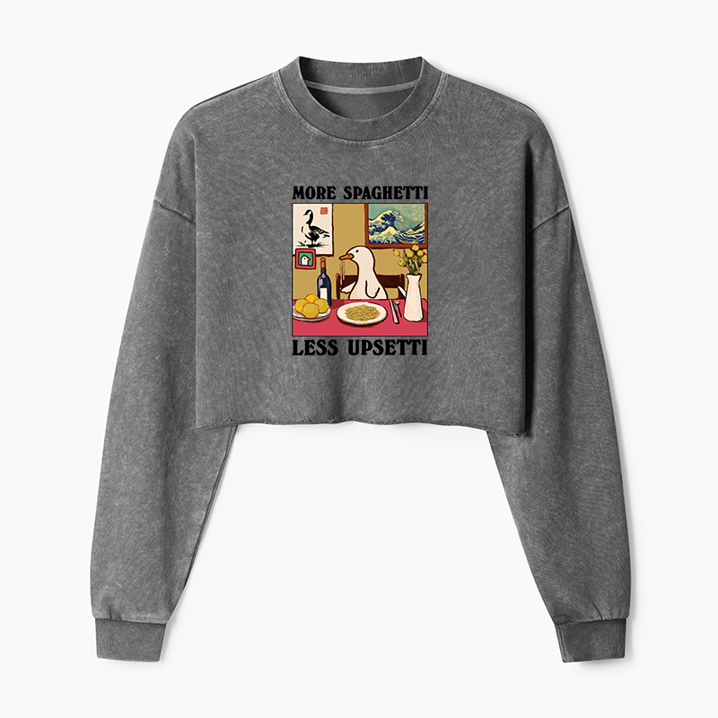 Tokyo-Tiger More Spaghetti Less Upsetti Goose Washed Crop Sweatshirt