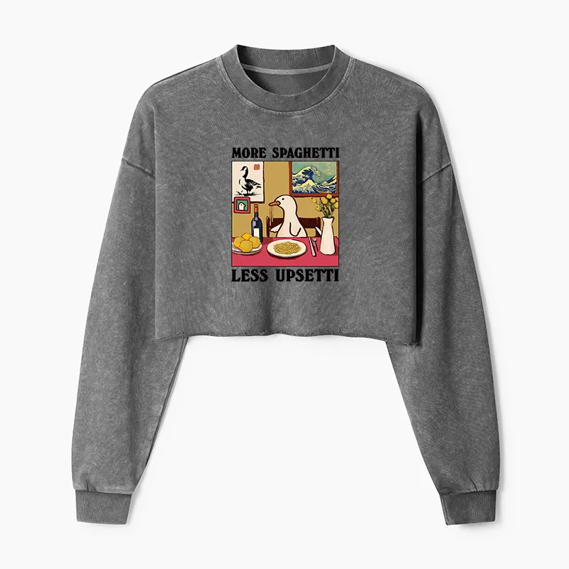 Tokyo-Tiger More Spaghetti Less Upsetti Goose Washed Crop Sweatshirt