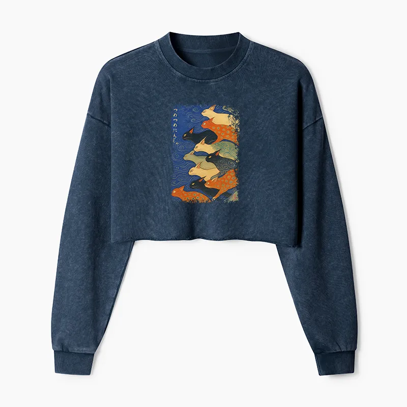 Tokyo-Tiger Claw-some Ninja Washed Crop Sweatshirt