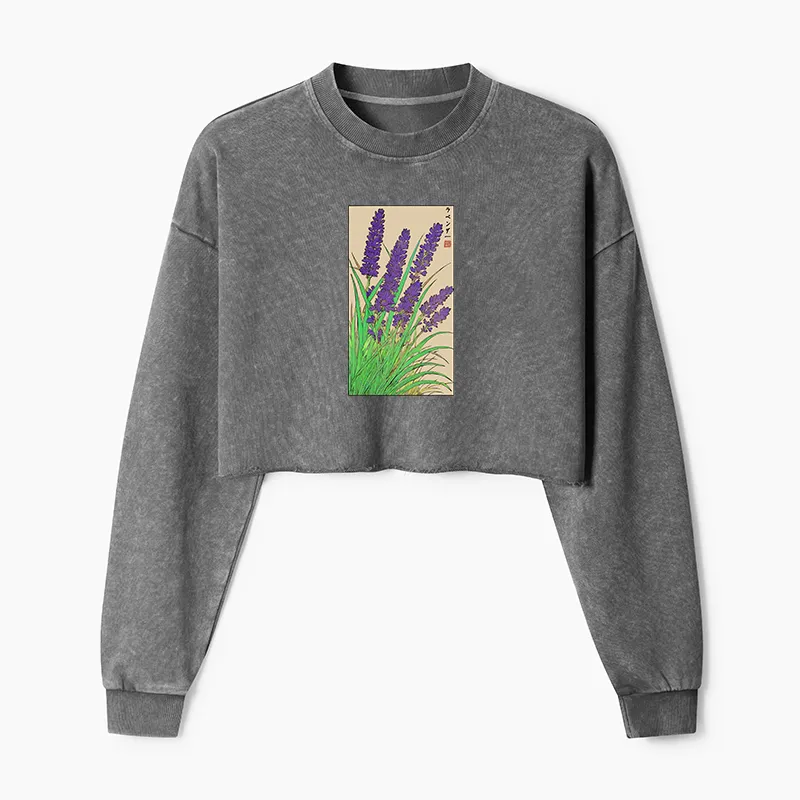 Tokyo-Tiger Japanese Lavender Washed Crop Sweatshirt