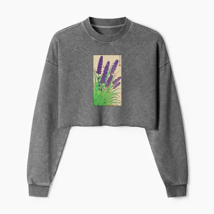 Tokyo-Tiger Japanese Lavender Washed Crop Sweatshirt