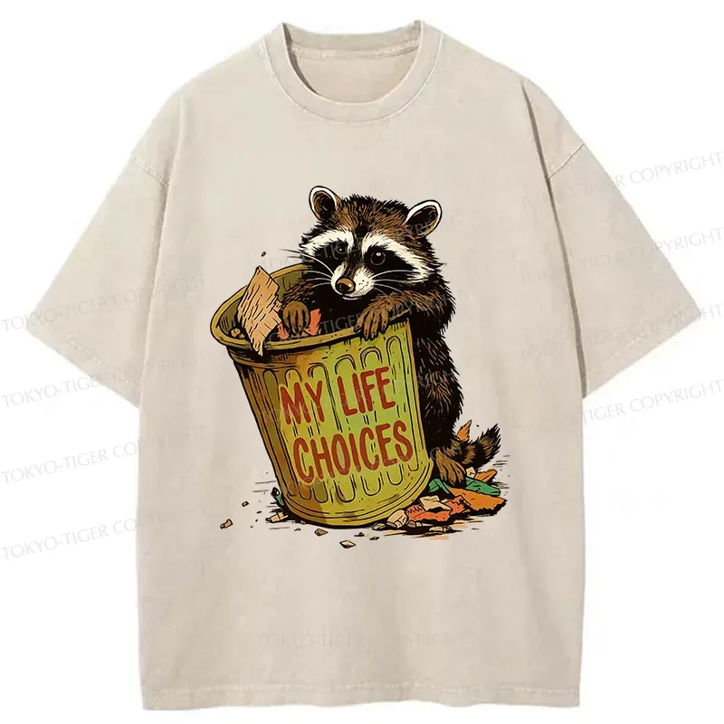 Tokyo-Tiger Raccoon Life Choices Washed T-Shirt