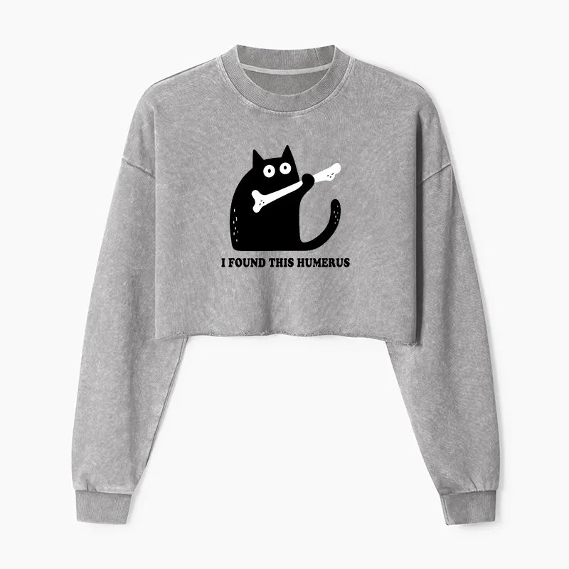 Tokyo-Tiger Cat Found This Humerus Washed Crop Sweatshirt