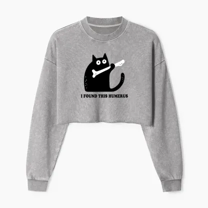 Tokyo-Tiger Cat Found This Humerus Washed Crop Sweatshirt