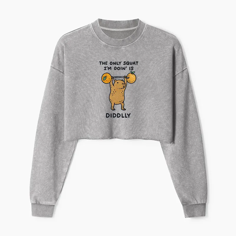 Tokyo-Tiger Diddly Capybara Washed Crop Sweatshirt