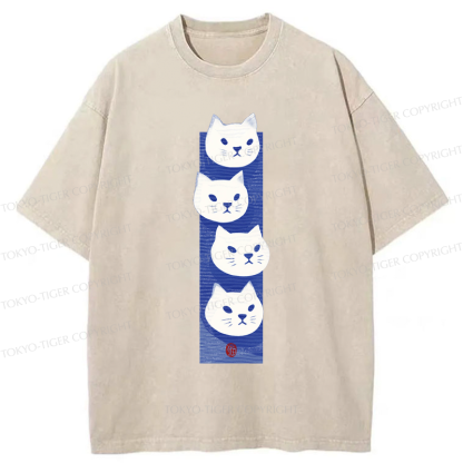Tokyo-Tiger Four Cats Washed T-Shirt