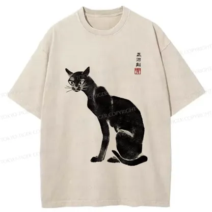 Tokyo-Tiger Retro Skinny Cat Washed T-Shirt