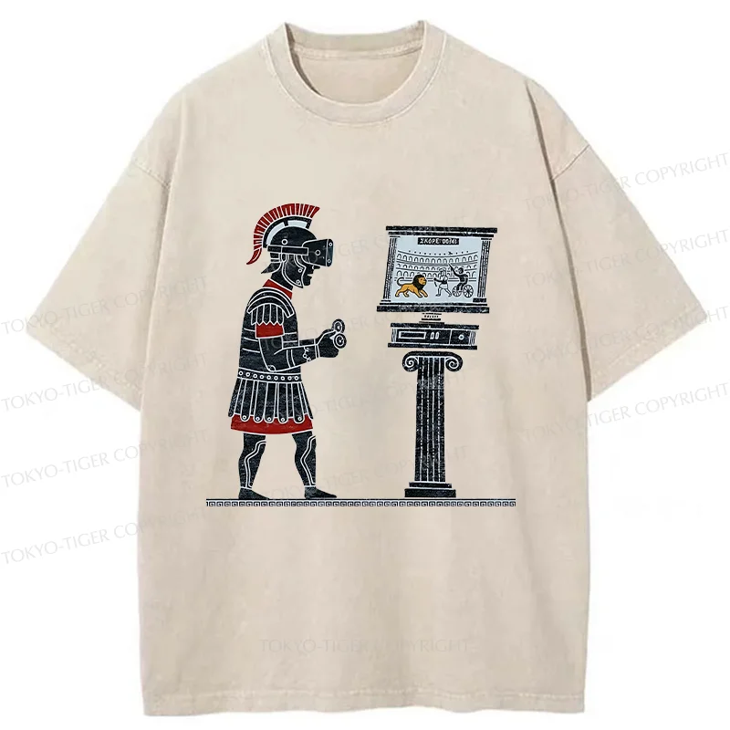 Tokyo-Tiger Gladiators Play PVP Game Washed T-Shirt