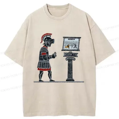 Tokyo-Tiger Gladiators Play PVP Game Washed T-Shirt
