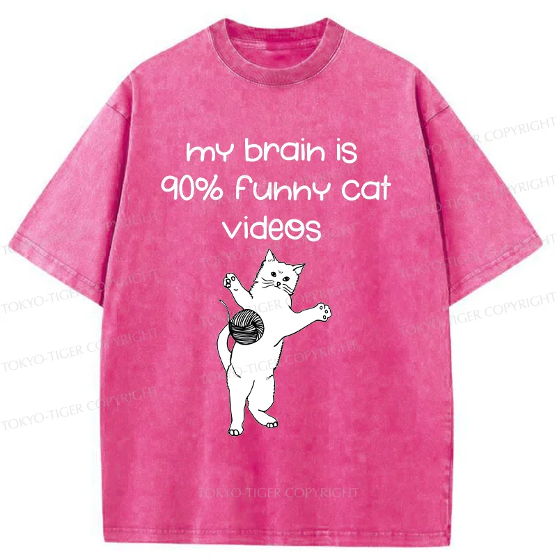 Tokyo-Tiger Funny Cat Videos Washed T-Shirt