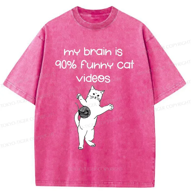 Tokyo-Tiger Funny Cat Videos Washed T-Shirt