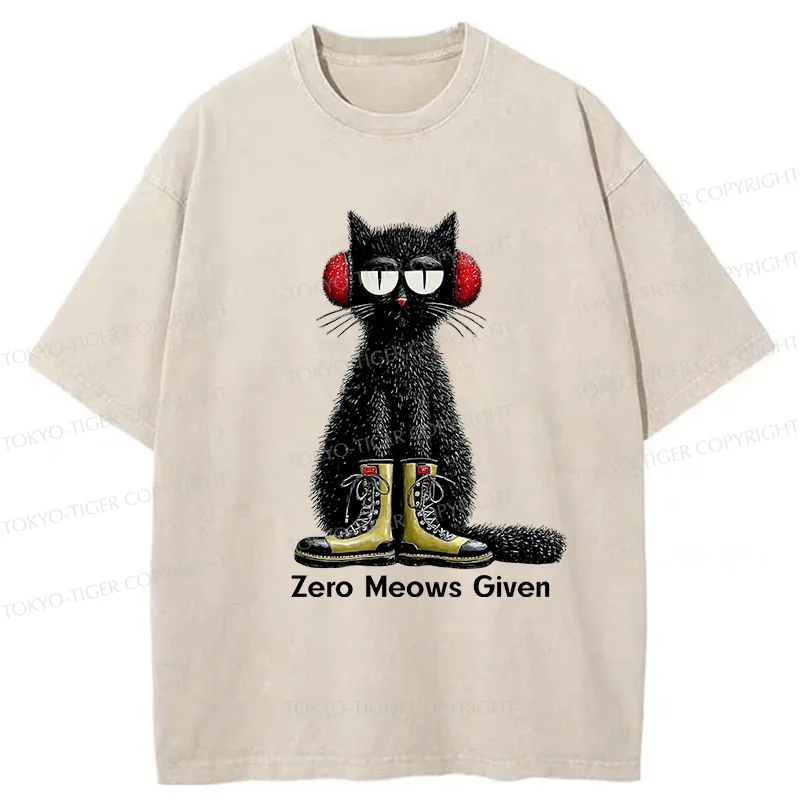 Tokyo-Tiger Cat Doesn't Care At All Washed T-Shirt