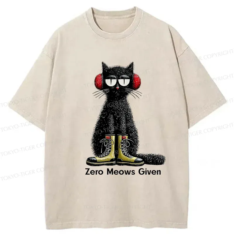 Tokyo-Tiger Cat Doesn't Care At All Washed T-Shirt
