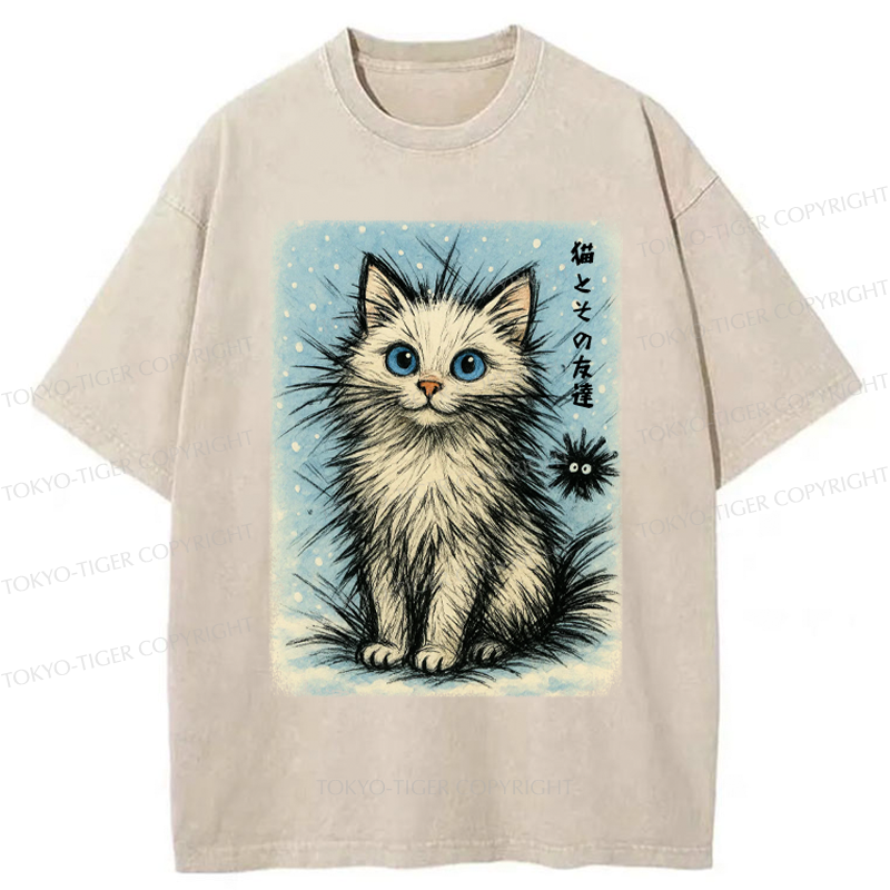 Tokyo-Tiger The Kitten And Its Furball Friend Washed T-Shirt