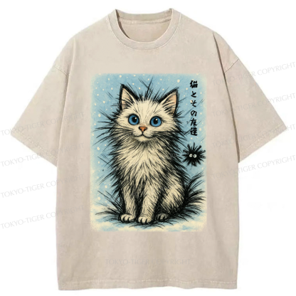 Tokyo-Tiger The Kitten And Its Furball Friend Washed T-Shirt